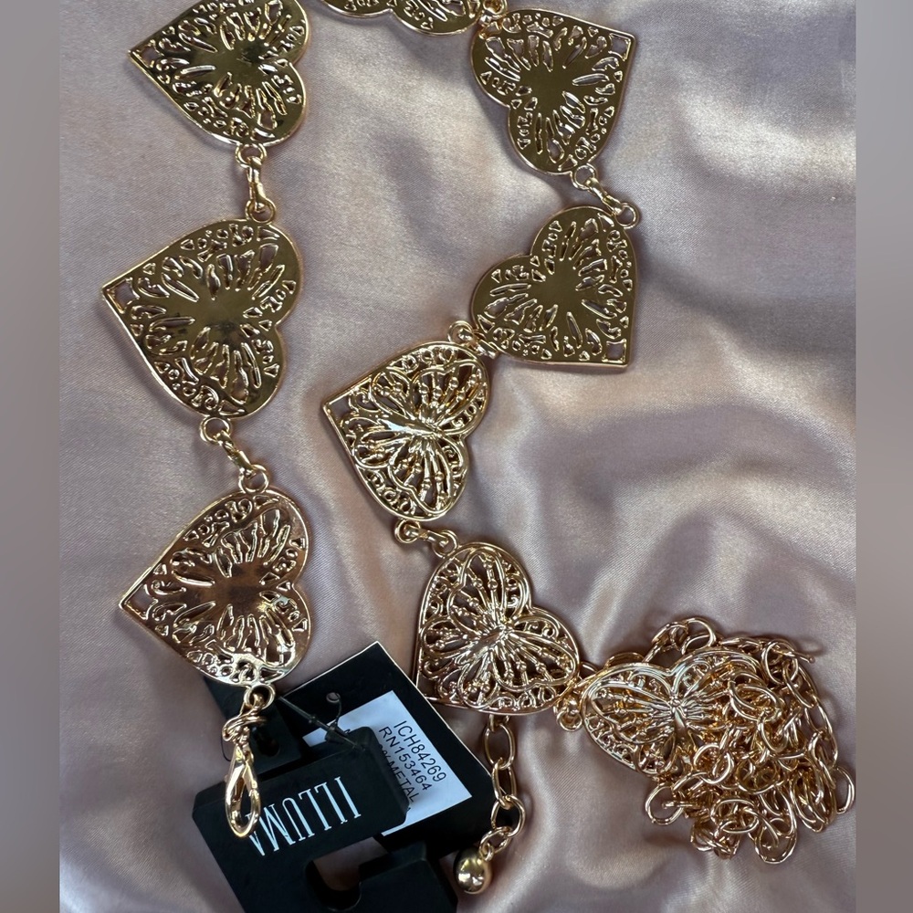 Windsor Gold Butterfly Heart Chain Belt – Statement Y2K Waist Accessory